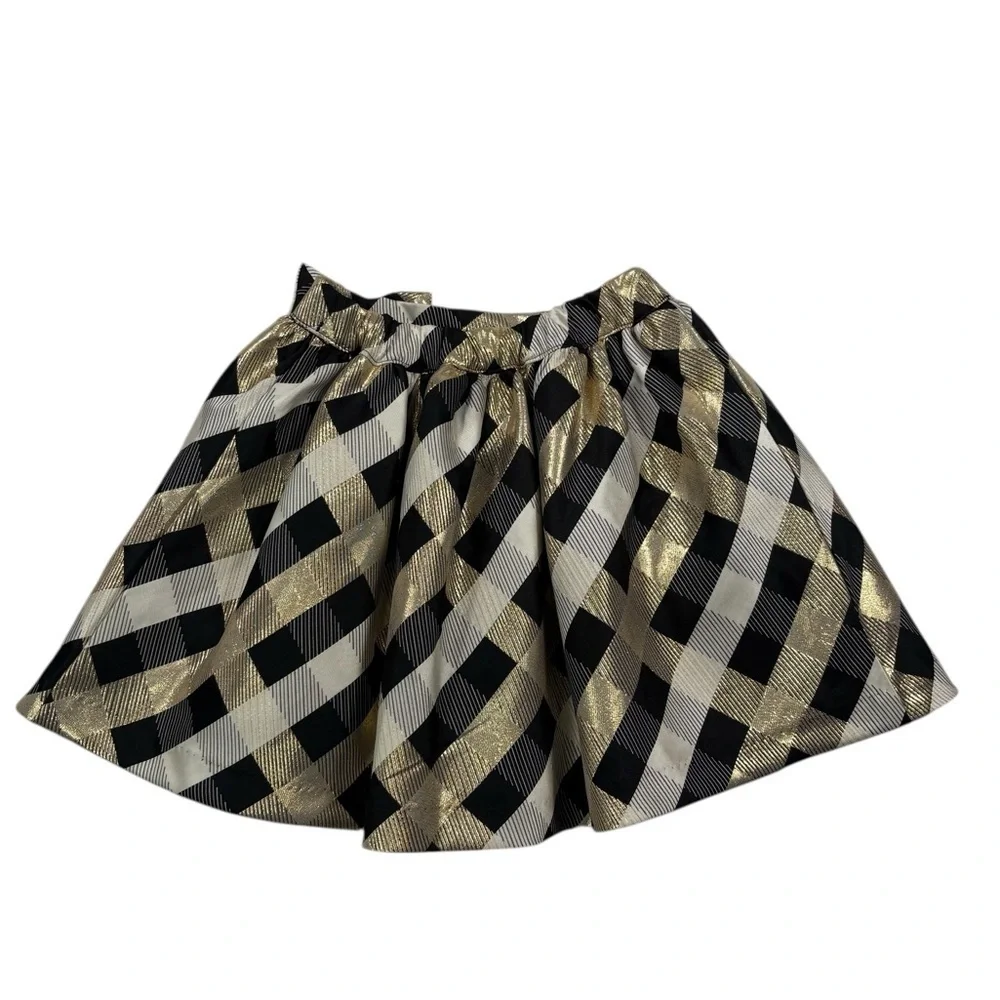 Gymboree Girls Black Gold Cream Plaid Jacquard Skirt - Perfect Present | Size 7